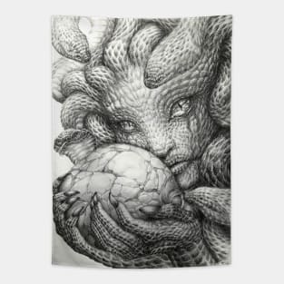 Medusa Pencil Drawing Tapestry