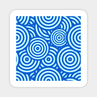 Two Blues Concentric Circles Pattern Magnet