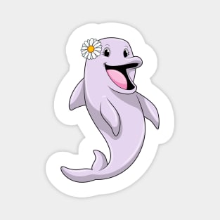 Dolphin with Daisy Flower Magnet