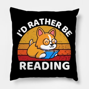 Cute Corgi Dog Reading  Book Pillow