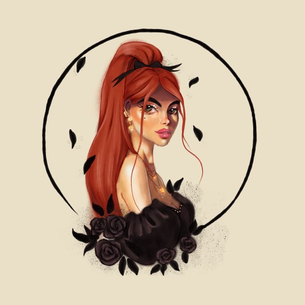 Portrait of the red haired girl by Fatchilart