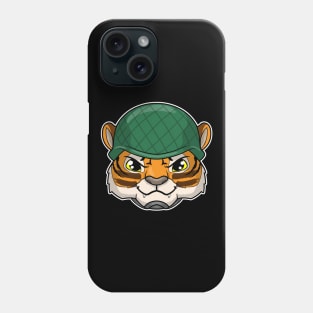 Tiger as Soldier with Helmet Phone Case