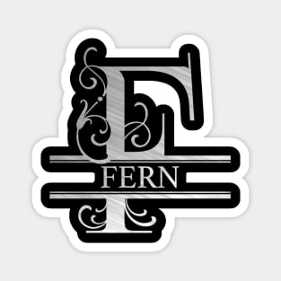 Fern Name - Silver Metallic Style  Monogram Letter F The Fern Name Gift For Fern Magnet