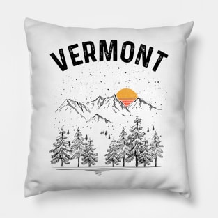 Vermont State Vintage Retro Pillow