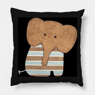 Sitting Elephant #1 on Black Pillow