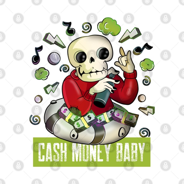 Awesome Skeleton Music Loving Sailor Cash Money Skull by Trendy Black Sheep