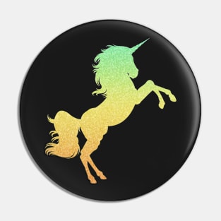 Bright Yellow Orange Ombre Faux Glitter Unicorn Pin