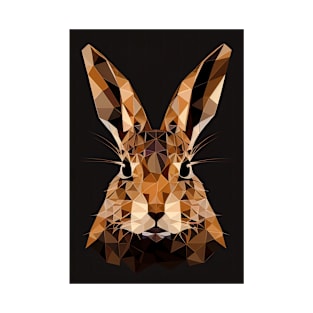 Triangle Rabbit - Abstract polygon animal face staring T-Shirt