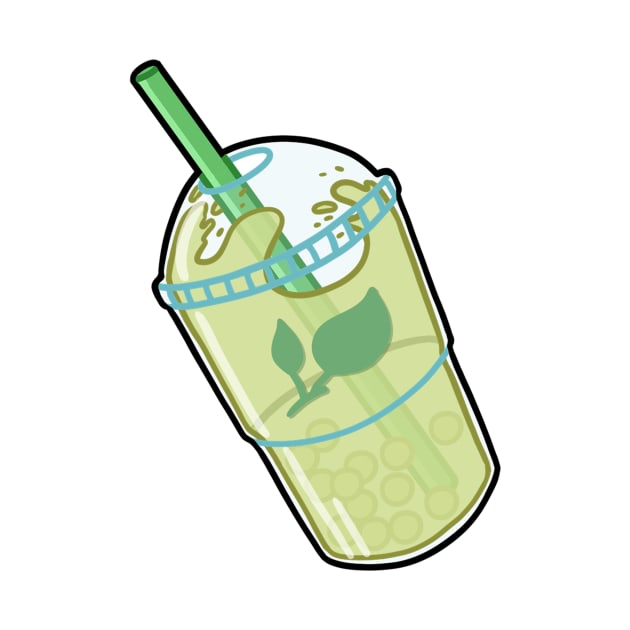 Cute sticker of green bubble tea. by Yurapura