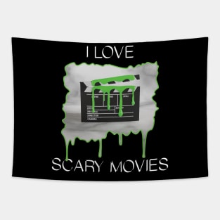 I Love Scary Movies - Green Clapperboard Tapestry