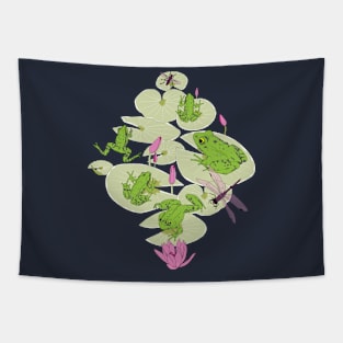 frog pond - green-pink Tapestry