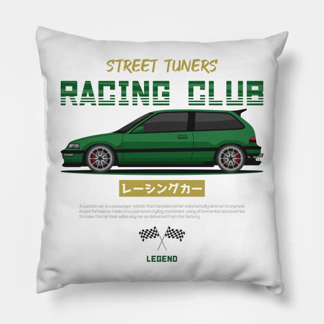 Midnight Racer Green Kanjo EF JDM Pillow by GoldenTuners