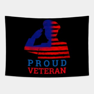 Proud Veteran with Soldier Salute American Flag Greatest Gift Tapestry