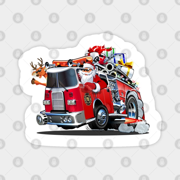 Cartoon Christmas firetruck Magnet by Mechanik