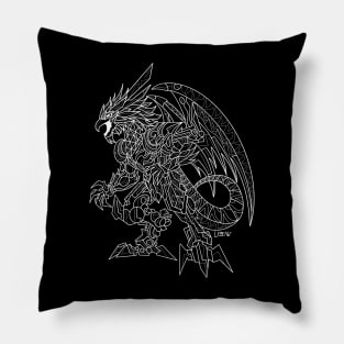 mexican quetzalcoatl dragon armor mecha beast ecopop art Pillow