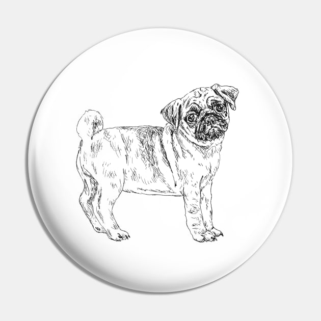 Cute Sad Pug Pin by marianasantosart