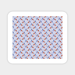 8-bit Blue Jay and Cardinal Pattern Magnet