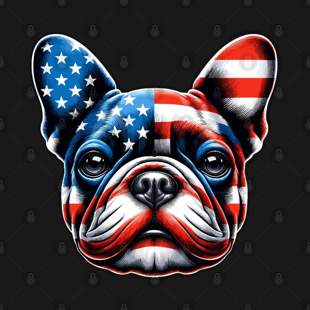 Patriotic French Bulldog: American Flag Dog Portrait. by SergioArt