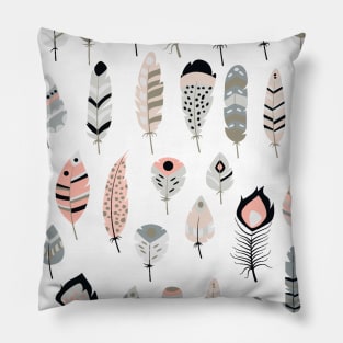 Hand Drawn Feathers Pillow