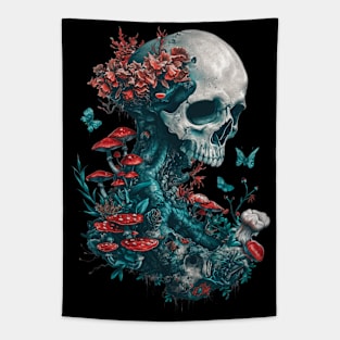 Skull and mushrooms. Tapestry