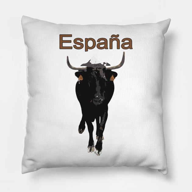 Espana, Spain, bull Pillow by hottehue