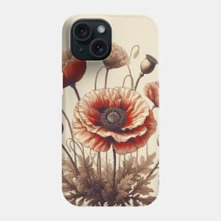 Vintage Poppy Flower Botanical Phone Case