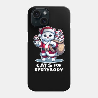 Cats For Everybody, Cat Santa Carries Cute Gift Kittens for everybody for Christmas, funny graphic tshirt for Cat Lovers Phone Case