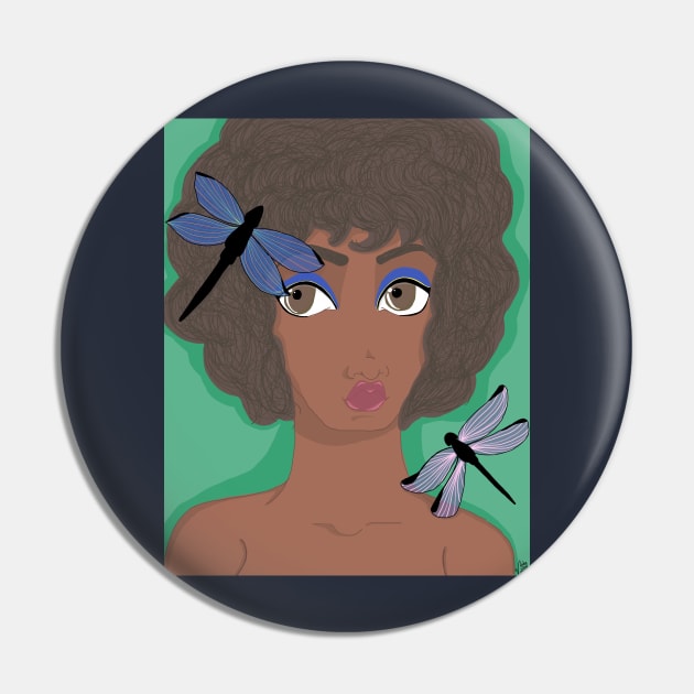 Girl with the Dragonflies Pin by ArtByVictoria26