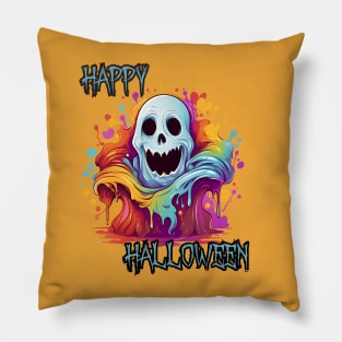 Spooky Ghost Happy Halloween Pillow