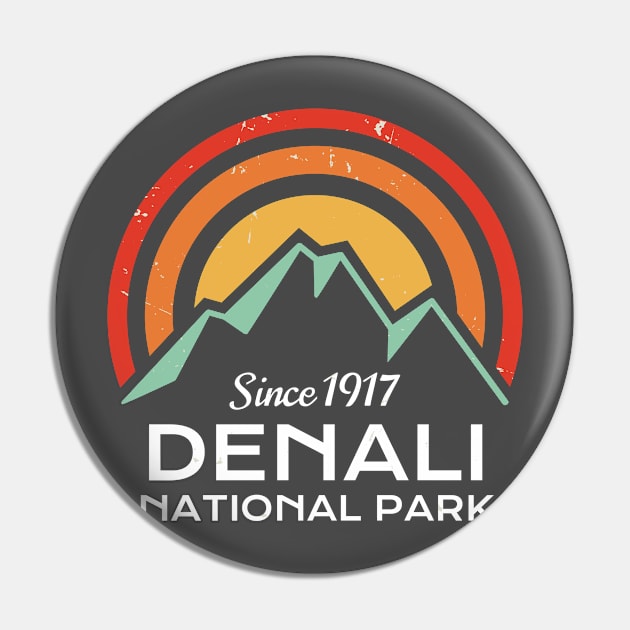 Denali National Park Retro Sticker Pin by roamfree