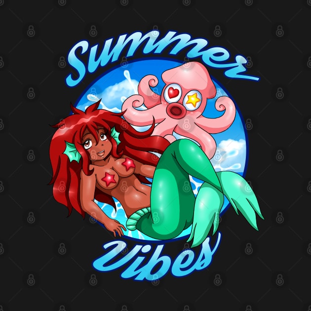 Summer Vibes Dark Skin Mermaid by wildsidecomix