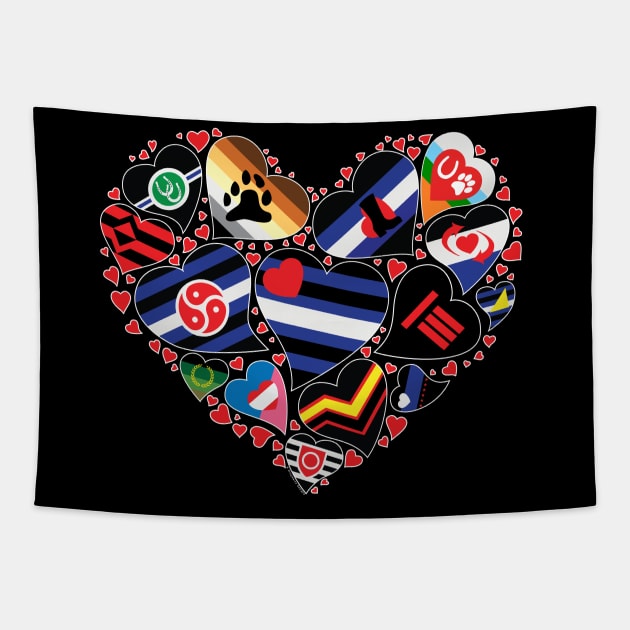 BDSM Community Pride Flag Heart Tapestry by PrideMarks