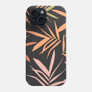 Leaves pattern, leaves, leaf, nature, pattern, digital, illustration, botanical, autumn, fall, xmas, summer, painting, tropical, plant, graphicdesign, classic, minimal, decor, acrylic, tropical, black, pink, orange Phone Case