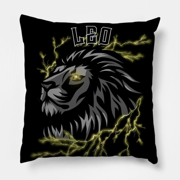 Lightning Leo (yellow) Pillow by RampArt