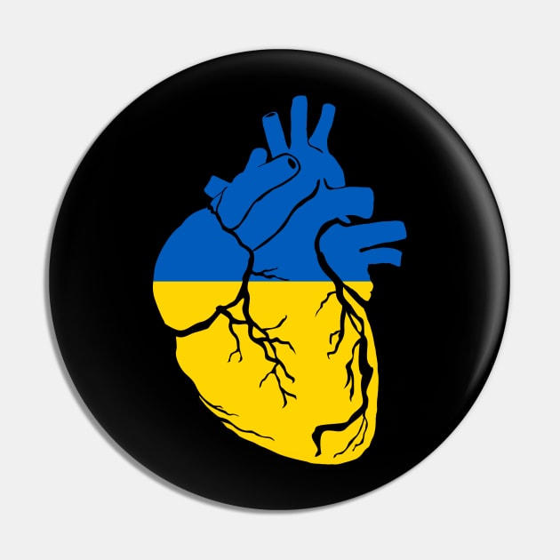 Ukranian flag heart Pin by Bun Art Store