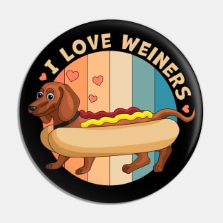 I Love Weiners Hot dog Dachshund Pin