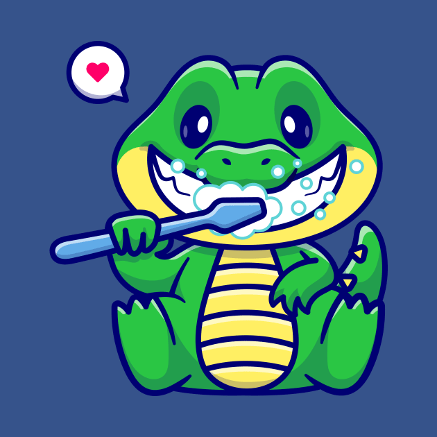 Cute Crocodile Brushing Teeth Cartoon by Catalyst Labs