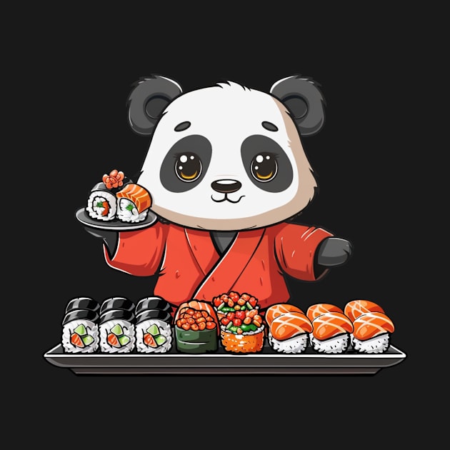 Panda making Sushi - Panda Bear Japanese by Anassein.os