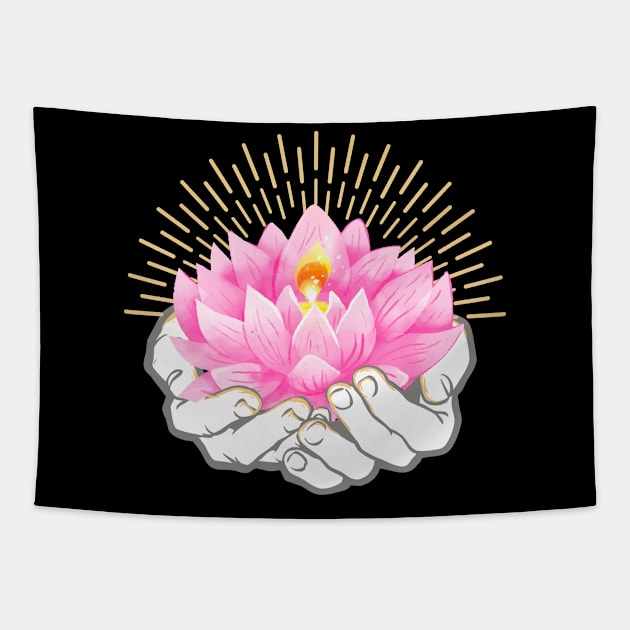 Namaste Flower, Lotus Flower, Beautiful Spirituality Design Tapestry by Utopia Shop