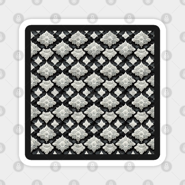 A Grey and White Lace Pattern Magnet by daniel4510