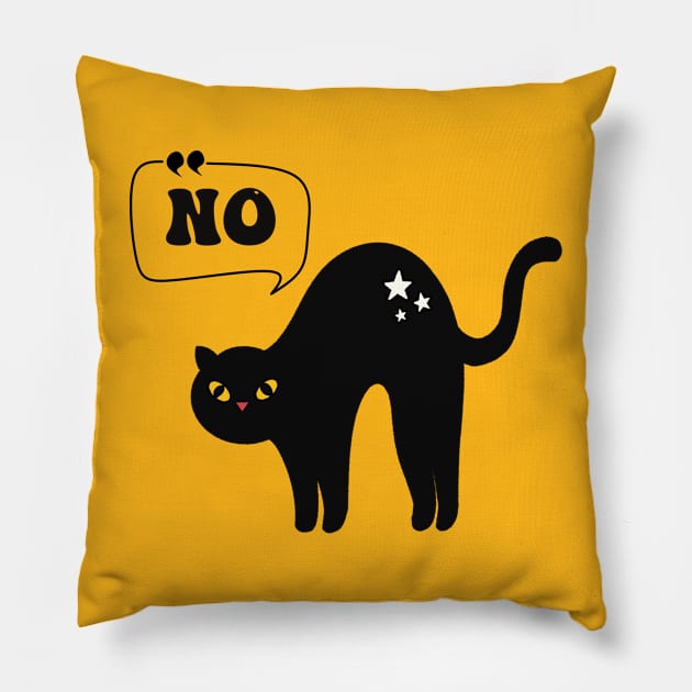 Black Cat Says No Pillow by Charlie Dion