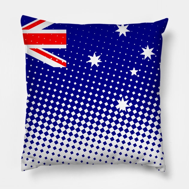 Flag Of Australia With Halftone Effect Pillow by Braznyc