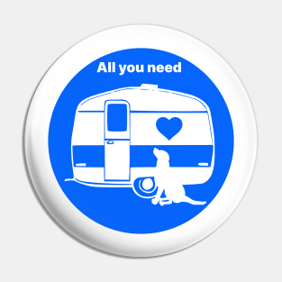 ALL YOU NEED HEART DOG CARAVAN BLUE2 Pin