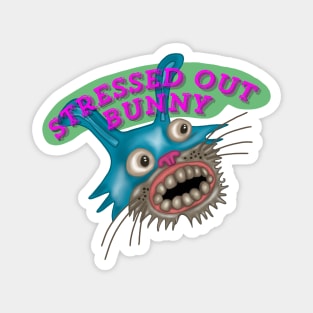 Stressed Out Bunny Pink Green Magnet