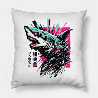 Cyber shark horror japanese Pillow