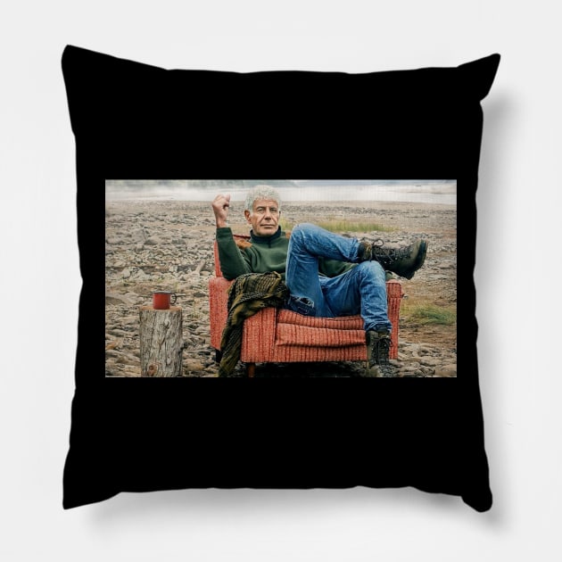 Anthony Bourdain Parts Unknown Color Pillow by marat