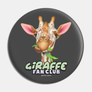 funny cute fan of Giraffe Chewing Leaves Pin