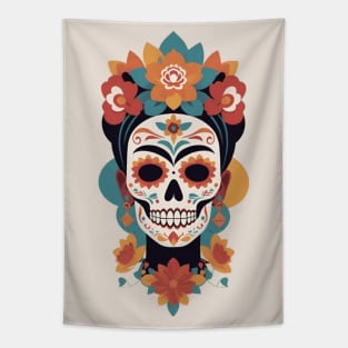 Frida's Calavera: Sugar Skull Illustration Tapestry