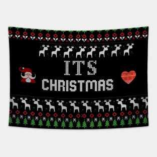Its Christmas on Ugly christmas Sweater Tapestry