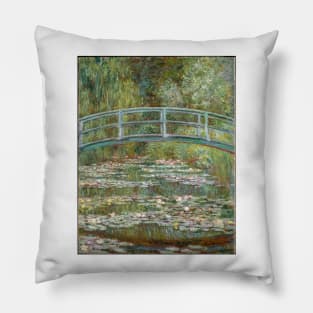 Bridge over a Pond of Water Lilies Pillow